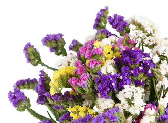 Obraz premium Beautiful bouquet of bright flowers isolated on white
