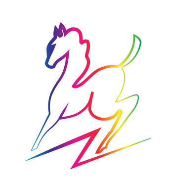 Horse rainbow logo vector
