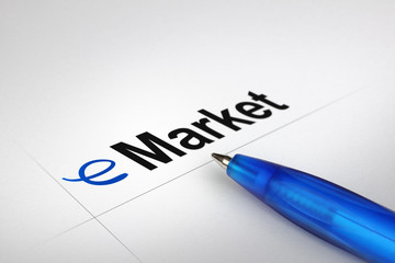 eMarket. Written on white paper