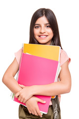 Fototapeta premium Girl holding sketchbooks