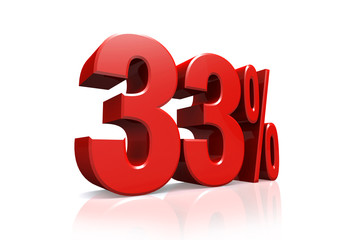 3D render text in 33 percent in red