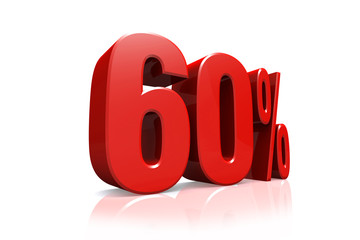 3D render text in 60 percent in red