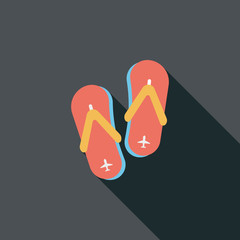 flip flop flat icon with long shadow