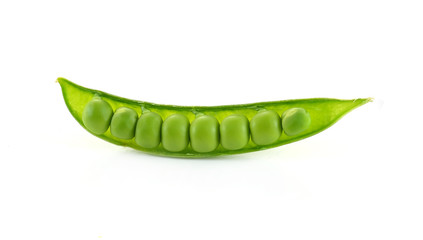 fresh green peas isolated on a white background. Studio photo