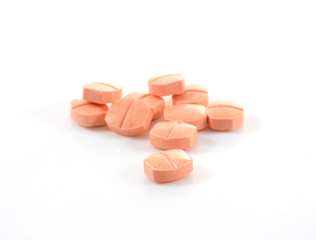 Fototapeta na wymiar pill of vitamin C on white background