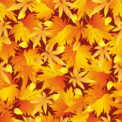 Seamless pattern with yellow, orange, red autumn leaves
