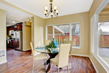 Ivory dining area with served table