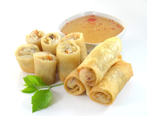 Spring Roll also known as Egg Roll isolated on white.