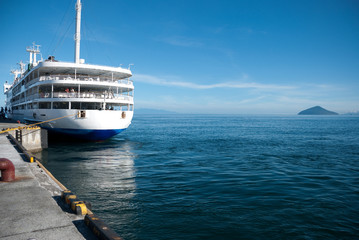 Ferry in Niijima Port, Tokyo, JAPAN