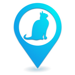 chat sur symbole localisation bleu