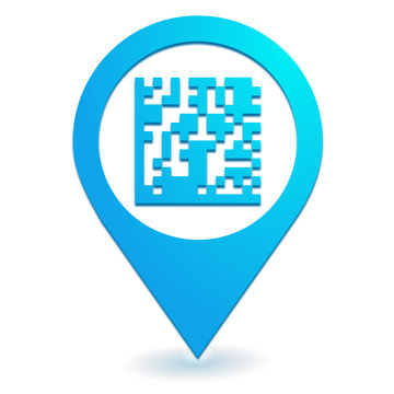 flash code sur symbole localisation bleu