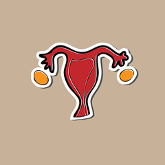 Ovary and uterus sticker drawing cartoon