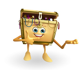 Treasure box character with pointing