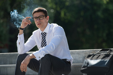 Business man smoking