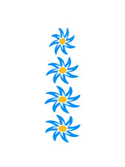Fototapeta na wymiar 4 Blaue Blumen Muster