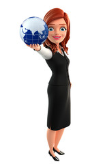 Fototapeta premium Young Business Woman with globe