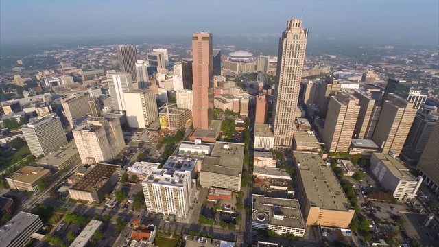 Aerial drone video Downtown Atlanta Georgia