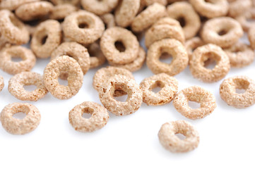 Cereal rings on white background