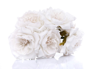  bouquet of white roses on a white background