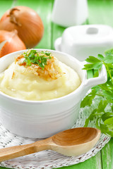 Potato puree with fried onion