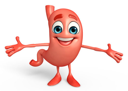 recommend clip art: Cartoon Character of stomach with hug pose