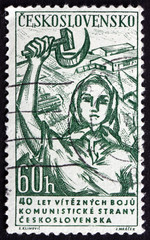 Postage stamp Czechoslovakia 1961 Woman with Hammer and Sickle