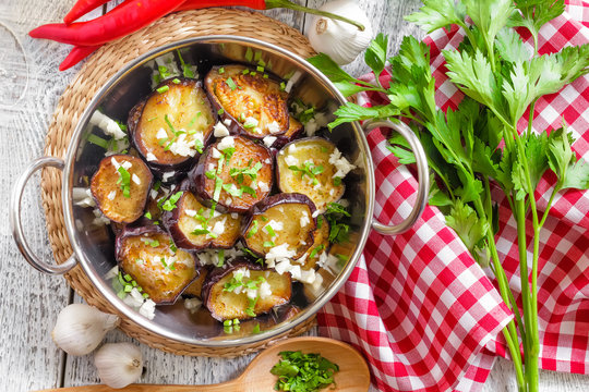 Fried Eggplant With Garlic