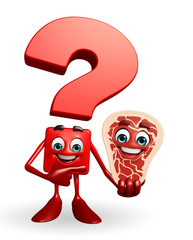 Question Mark character with meat Steak