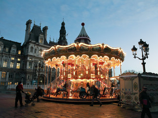carousel at Place de Hotel de Ville in Paris