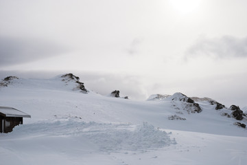 snow skiing tracks in Portes du Soleil region