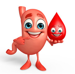Cartoon Character of stomach with blood drope