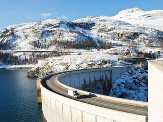 Tignes Dam (Chevril Dam) in France Alps