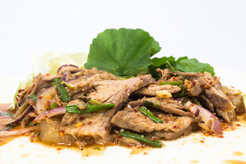 Spicy salad of roasted beef , Thai style cuisine