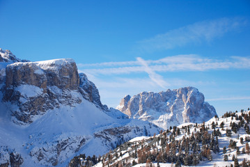 view of Dolomites mountain in Val Gardena