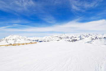 view of skiing area in Paradiski region, France