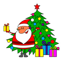 Merry Christmas - Santa Claus and Christmas tree