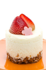 Strawberry cheesecake isolated on white background