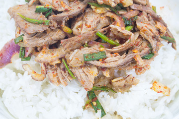 Spicy salad of roasted beef , Thai style cuisine
