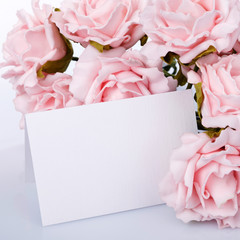 Greeting card with pink roses
