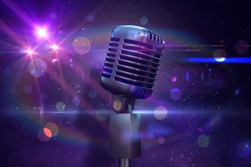 Composite image of retro chrome microphone