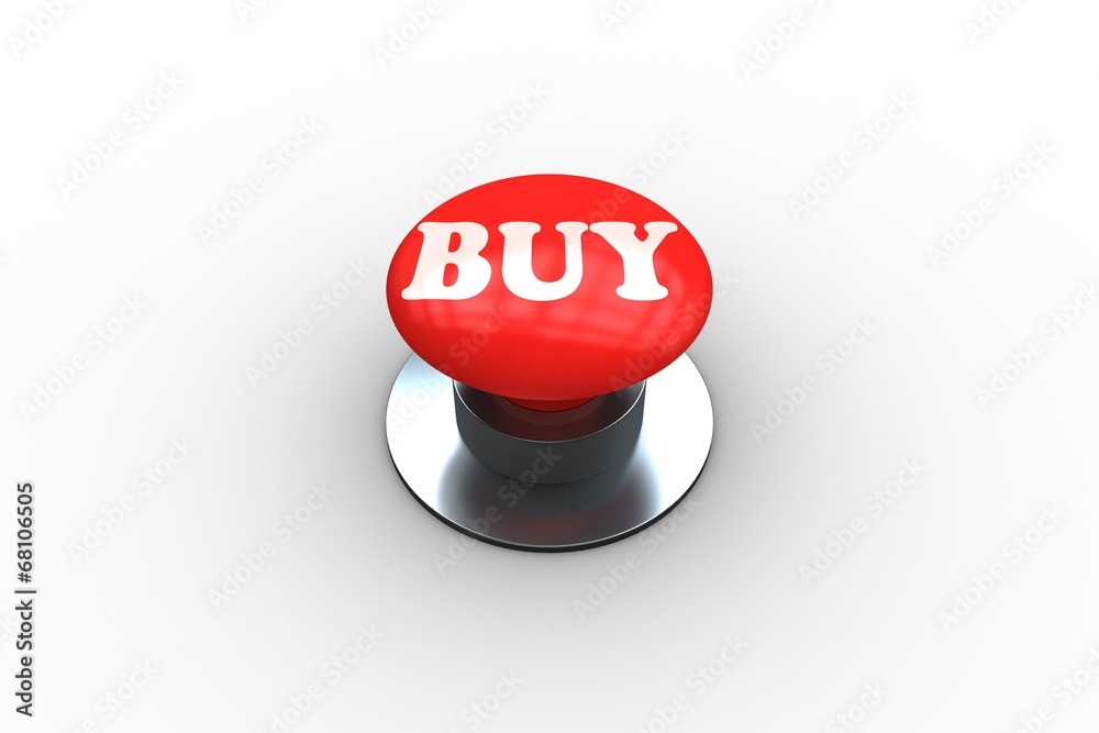 Aufkleber buy on digitally generated red push button