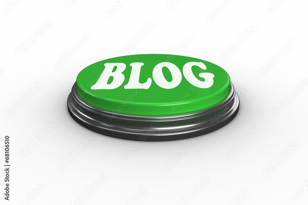 Poster Blog on digitally generated green push button
