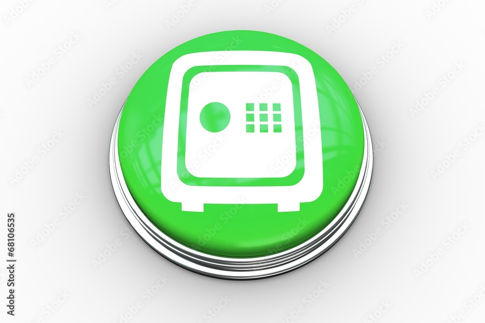 Poster Composite image of locked safe graphic on button