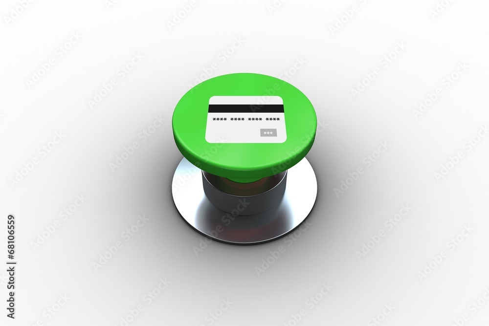 Poster composite image of credit card graphic on button