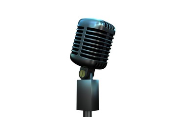 Fototapeta premium Digitally generated retro chrome microphone