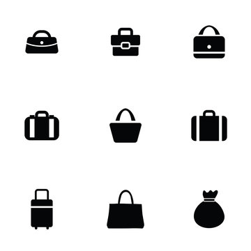 purse bag icons set