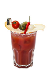 bloody mary cocktail on white background