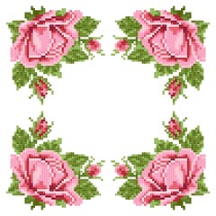 frame of the roses, embroider
