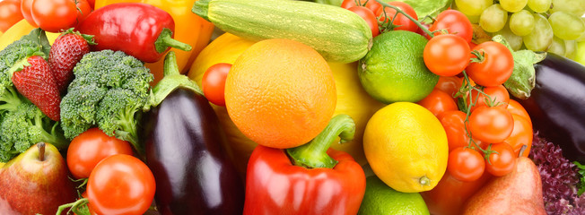 Background of vegetables and fruit set