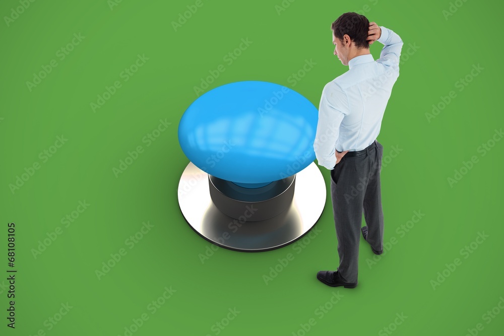 Poster composite image of thinking businessman scratching head
